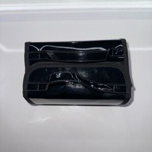 Black Patent Leather Cosmetics Bag with 4 Detachable Pouches